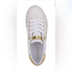 Brand new in box Guess White Sneakers with Gold Details
